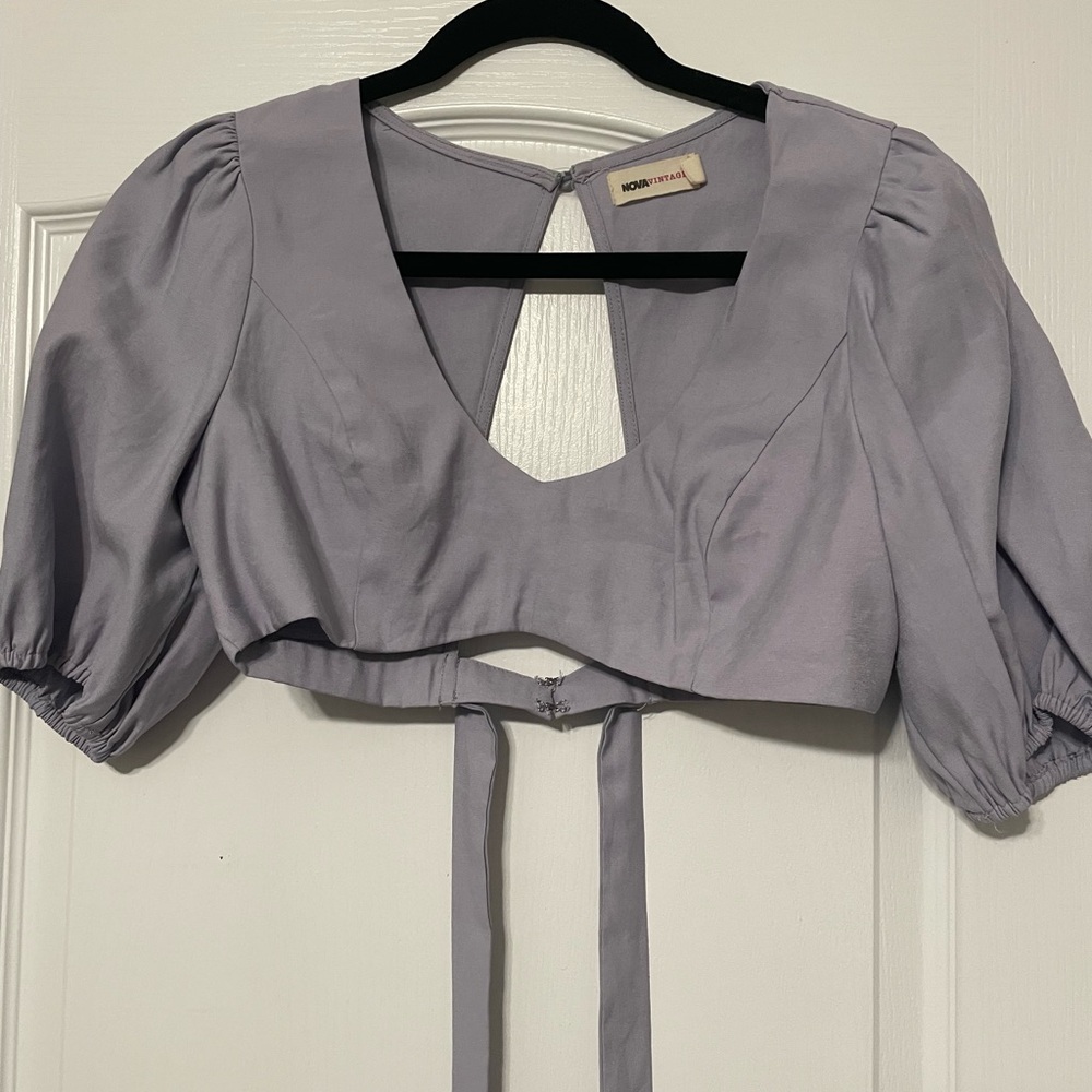 Fashion Nova Lavender Puff Sleeve Crop Top